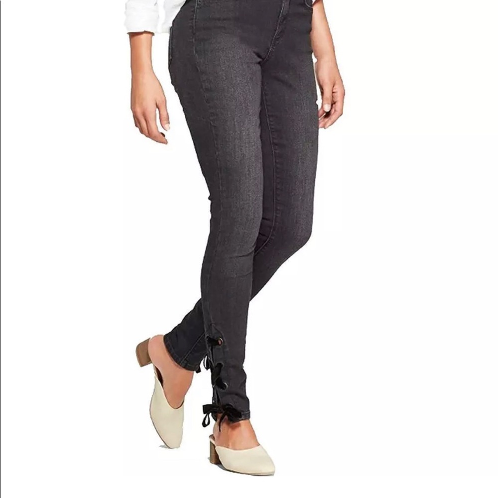 NWT Universal Thread Black Lace-Up Skinny Jeans